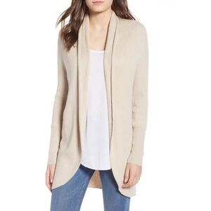 Leith Ribbed Shawl Cocoon Sweater Cardigan Tan Etherea Heather size small